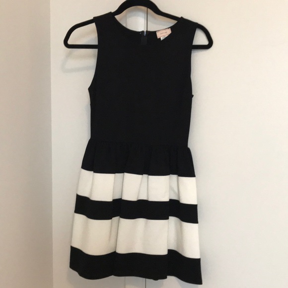 black and white striped cocktail dress